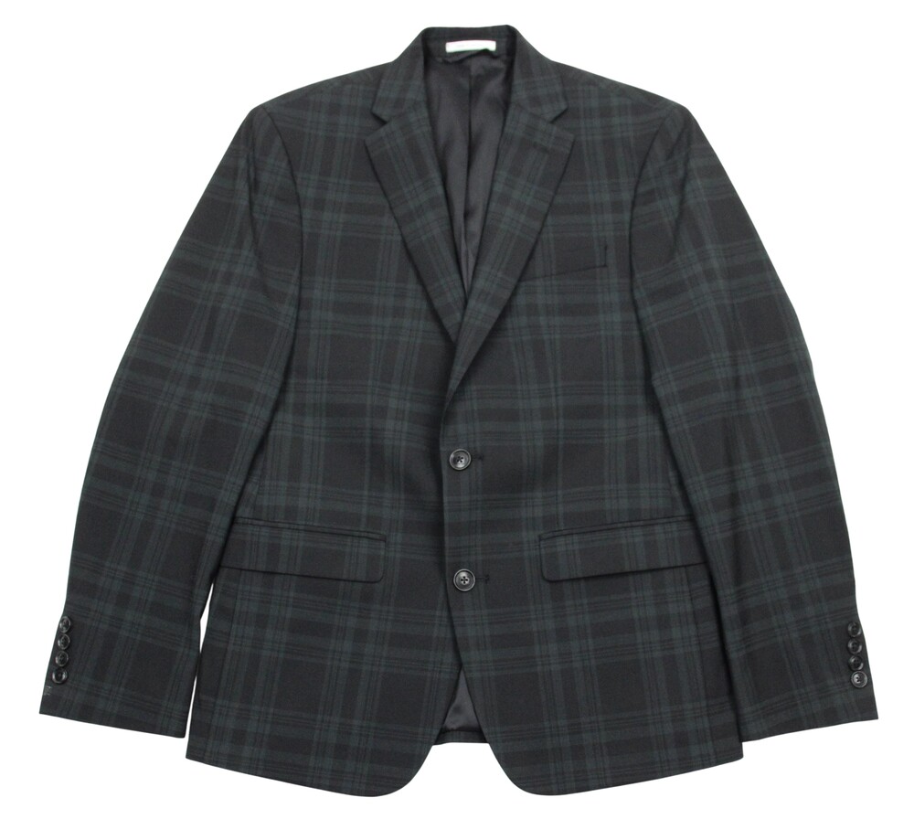 Bar III Blazer Mens 36 S Black Plaid Slim Fit Wool Blend Stretch Sport Coat